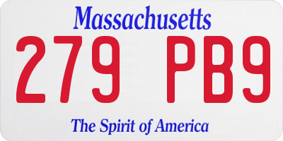 MA license plate 279PB9