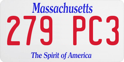MA license plate 279PC3