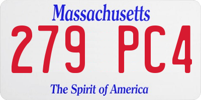 MA license plate 279PC4