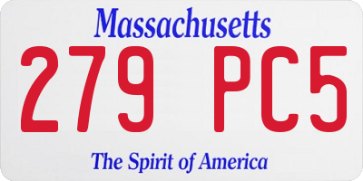 MA license plate 279PC5