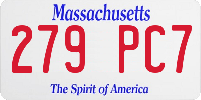 MA license plate 279PC7