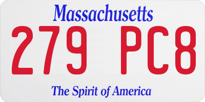 MA license plate 279PC8