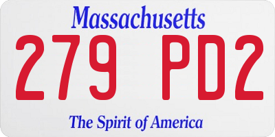 MA license plate 279PD2