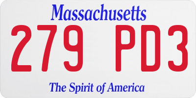 MA license plate 279PD3