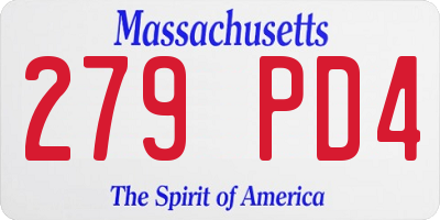 MA license plate 279PD4