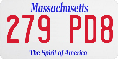 MA license plate 279PD8