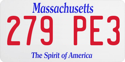MA license plate 279PE3