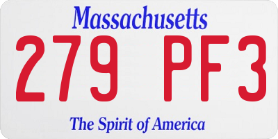 MA license plate 279PF3