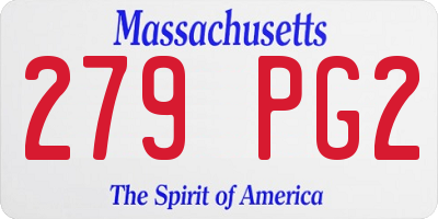 MA license plate 279PG2