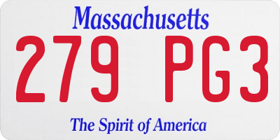 MA license plate 279PG3