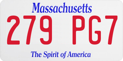 MA license plate 279PG7