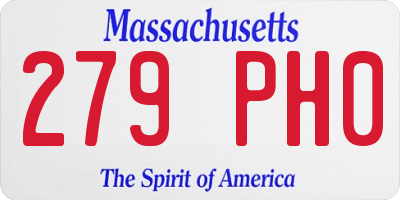 MA license plate 279PH0