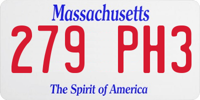 MA license plate 279PH3