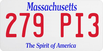 MA license plate 279PI3
