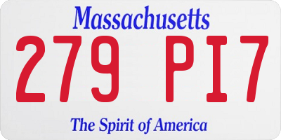 MA license plate 279PI7