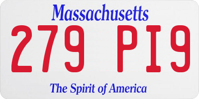 MA license plate 279PI9