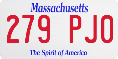 MA license plate 279PJ0