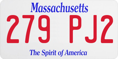 MA license plate 279PJ2