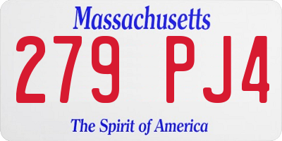 MA license plate 279PJ4