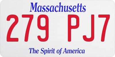MA license plate 279PJ7