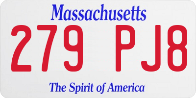 MA license plate 279PJ8