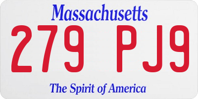 MA license plate 279PJ9