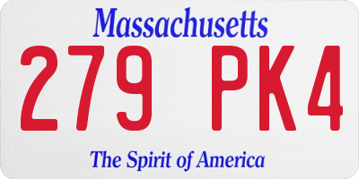 MA license plate 279PK4