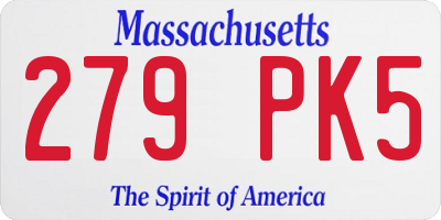 MA license plate 279PK5