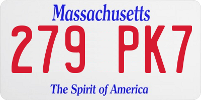 MA license plate 279PK7