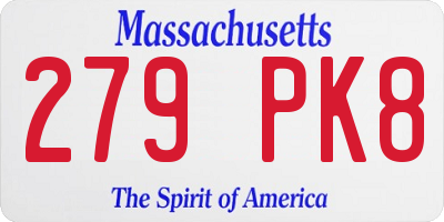 MA license plate 279PK8