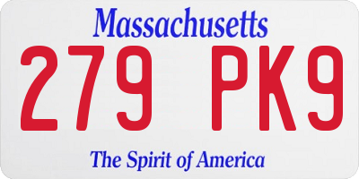 MA license plate 279PK9