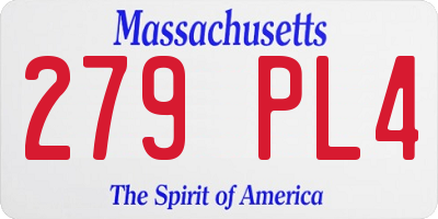 MA license plate 279PL4