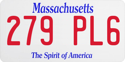 MA license plate 279PL6