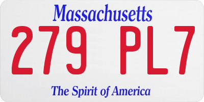 MA license plate 279PL7