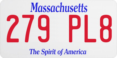 MA license plate 279PL8