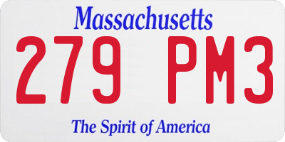 MA license plate 279PM3