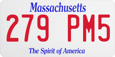 MA license plate 279PM5