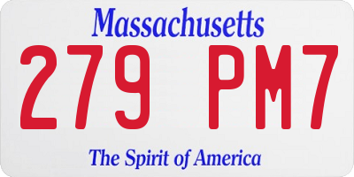 MA license plate 279PM7