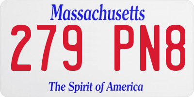 MA license plate 279PN8