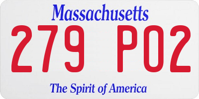 MA license plate 279PO2