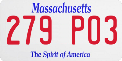MA license plate 279PO3