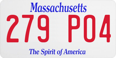 MA license plate 279PO4