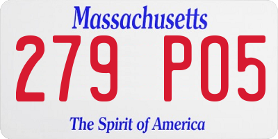 MA license plate 279PO5