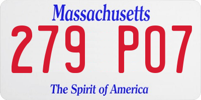 MA license plate 279PO7