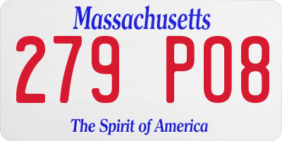 MA license plate 279PO8