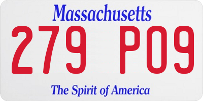 MA license plate 279PO9