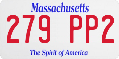 MA license plate 279PP2