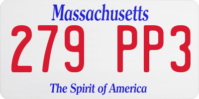 MA license plate 279PP3