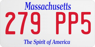 MA license plate 279PP5