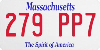 MA license plate 279PP7